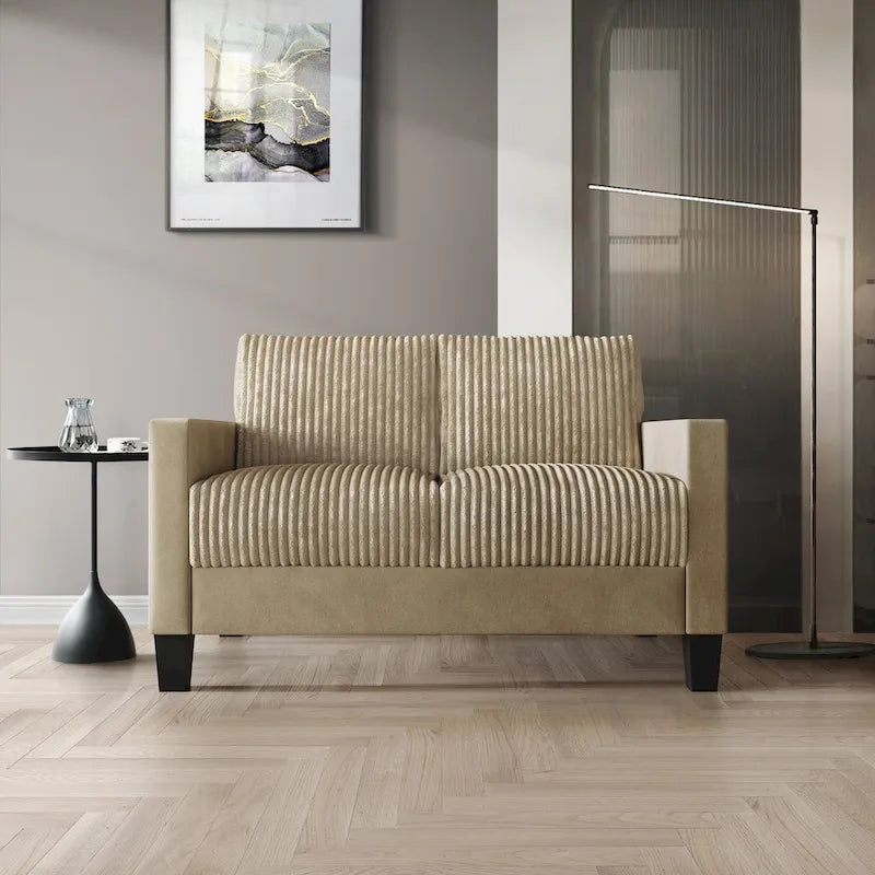 Ensemble de salon 2 pièces en velours côtelé de style moderne du milieu du siècle