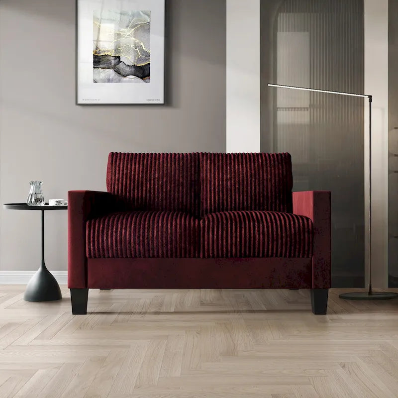 Ensemble de salon 2 pièces en velours côtelé de style moderne du milieu du siècle