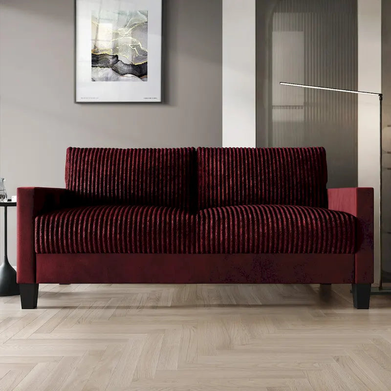 Ensemble de salon 2 pièces en velours côtelé de style moderne du milieu du siècle