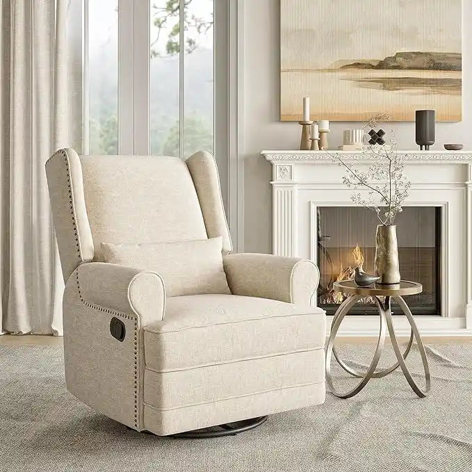 Fauteuil inclinable pivotant avec repose-pieds extra large, gris