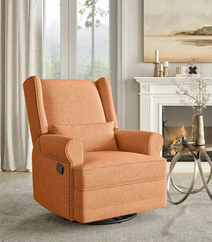 Swivel Recliner Chair with Extra Large Footrest, Grey