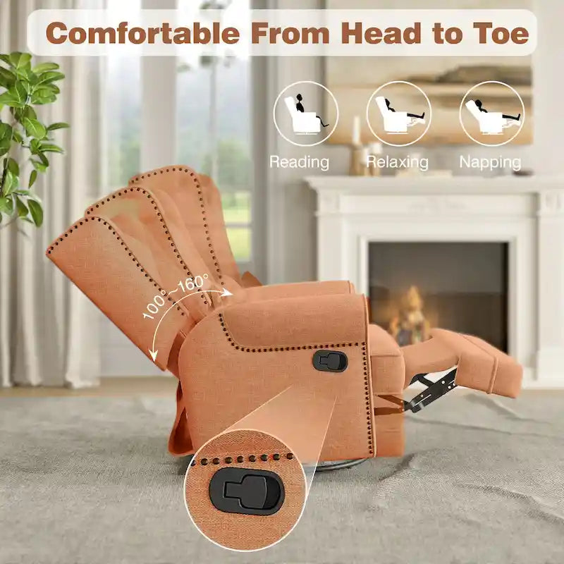 Fauteuil inclinable pivotant avec repose-pieds extra large, gris