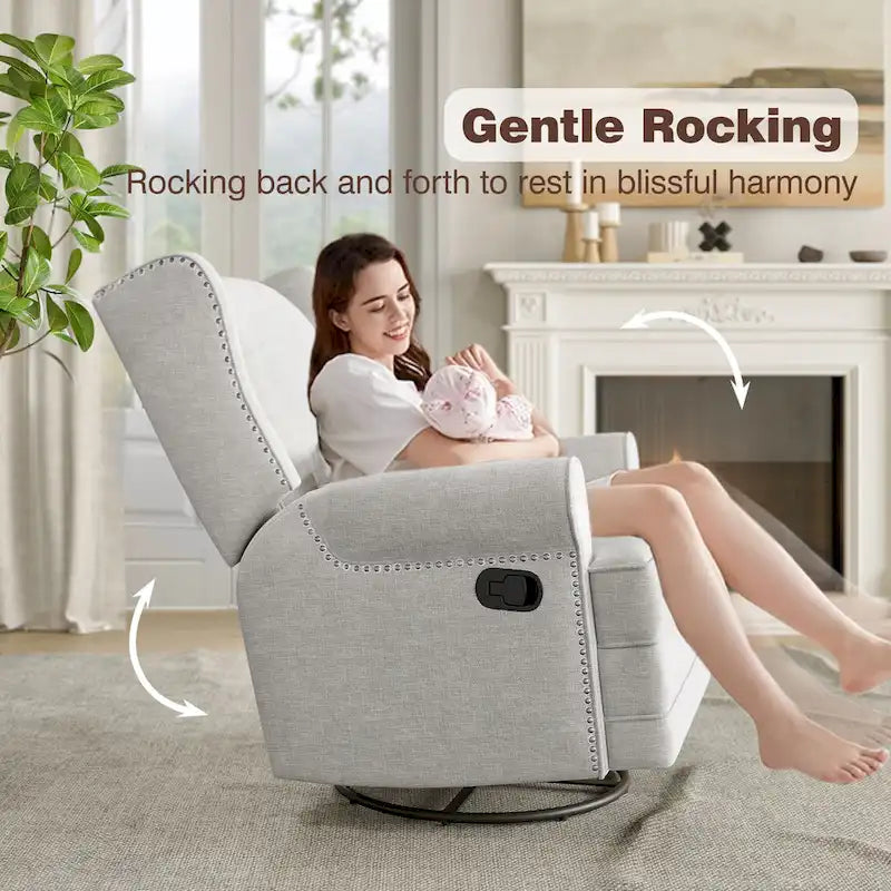 Fauteuil inclinable pivotant avec repose-pieds extra large, gris