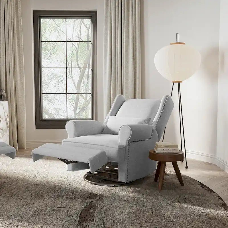 Fauteuil inclinable pivotant avec repose-pieds extra large, gris