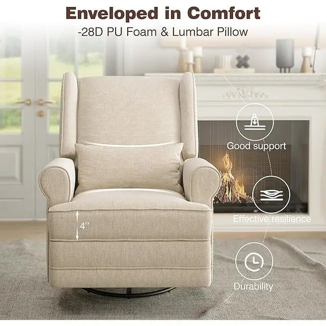 Fauteuil inclinable pivotant avec repose-pieds extra large, gris