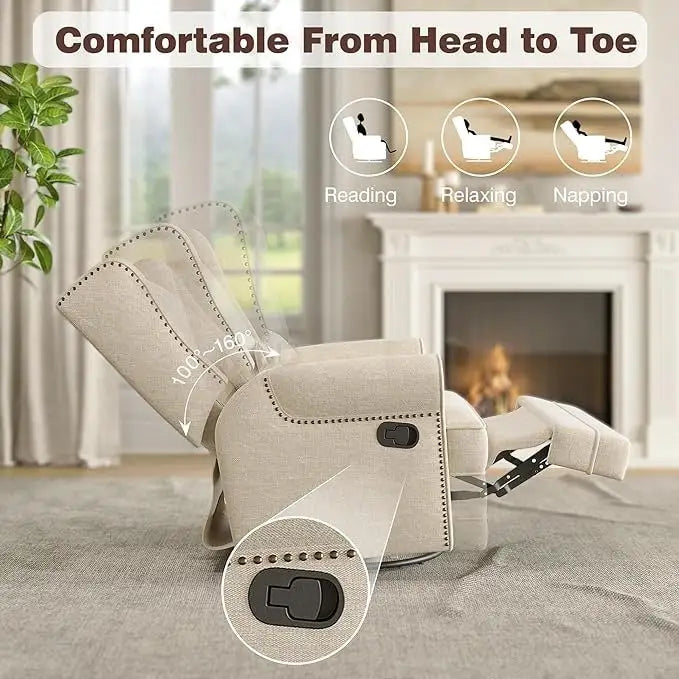 Fauteuil inclinable pivotant avec repose-pieds extra large, gris