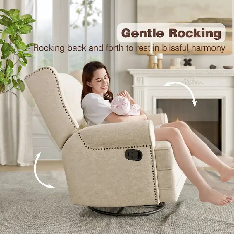 Fauteuil inclinable pivotant avec repose-pieds extra large, gris