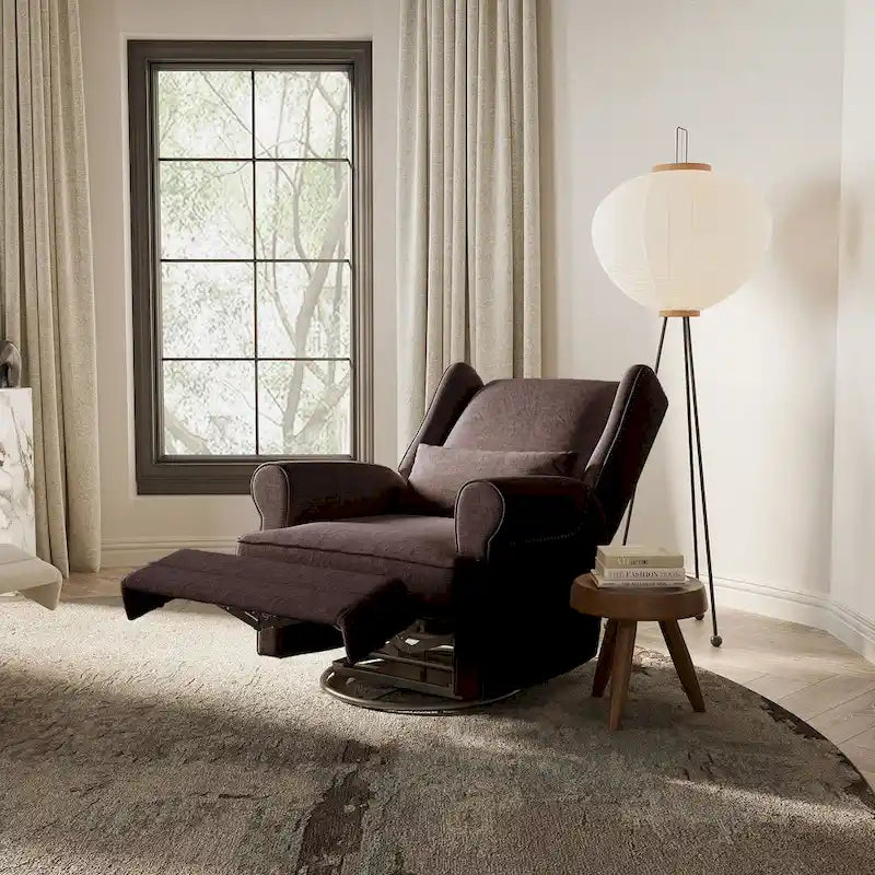 Fauteuil inclinable pivotant avec repose-pieds extra large, gris