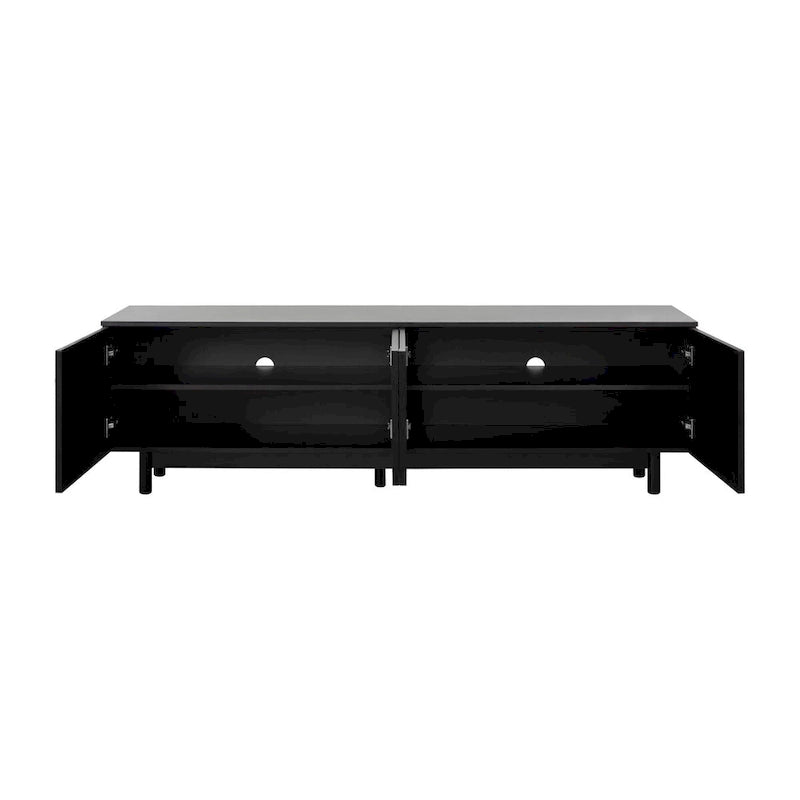 Meuble TV pour téléviseurs jusqu'à 78 pouces, meuble de divertissement avec pieds en bois massif, console multimédia pratique avec étagères réglables