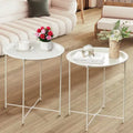 Lot de 2 Tables Rondes Pliantes, Petite Table d'Appoint Ronde en Acier, Aucun Assemblage Requis - 47 x 47 x 50 cm