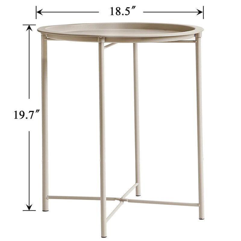Lot de 2 Tables Rondes Pliantes, Petite Table d'Appoint Ronde en Acier, Aucun Assemblage Requis - 47 x 47 x 50 cm