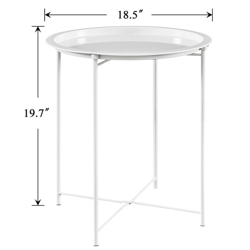 Lot de 2 Tables Rondes Pliantes, Petite Table d'Appoint Ronde en Acier, Aucun Assemblage Requis - 47 x 47 x 50 cm