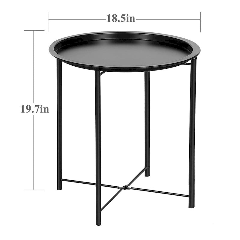 Lot de 2 Tables Rondes Pliantes, Petite Table d'Appoint Ronde en Acier, Aucun Assemblage Requis - 47 x 47 x 50 cm