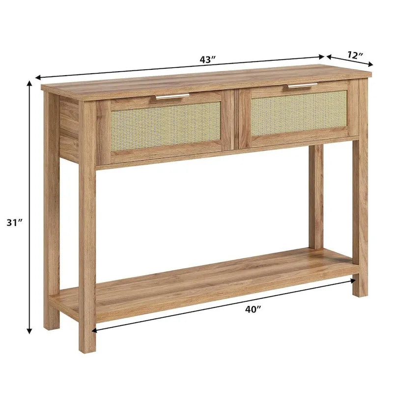 Table d'entrée, Console avec 2 tiroirs en rotin
