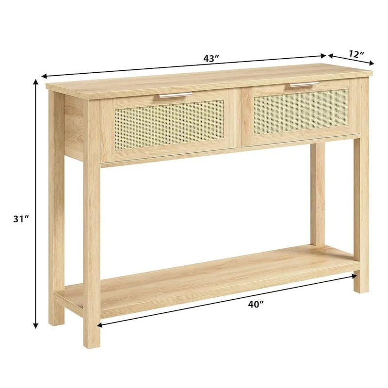 Table d'entrée, Console avec 2 tiroirs en rotin