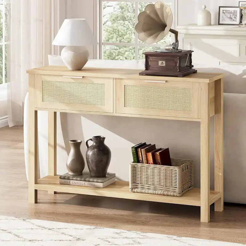 Table d'entrée, Console avec 2 tiroirs en rotin