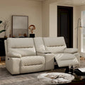 Causeuse inclinable électrique en cuir 2 places de 79 po avec console et porte-gobelets