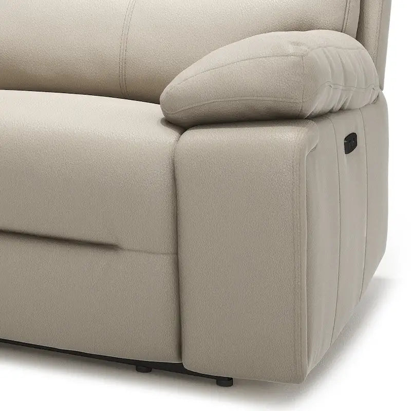 Causeuse inclinable électrique en cuir 2 places de 79 po avec console et porte-gobelets
