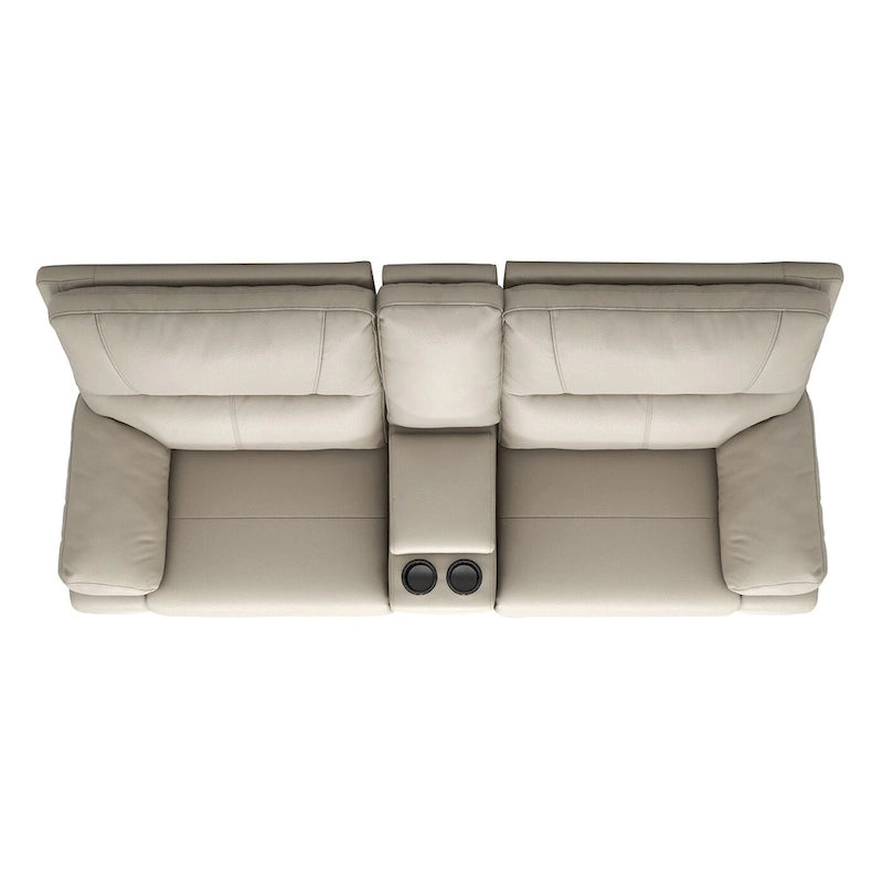 Causeuse inclinable électrique en cuir 2 places de 79 po avec console et porte-gobelets