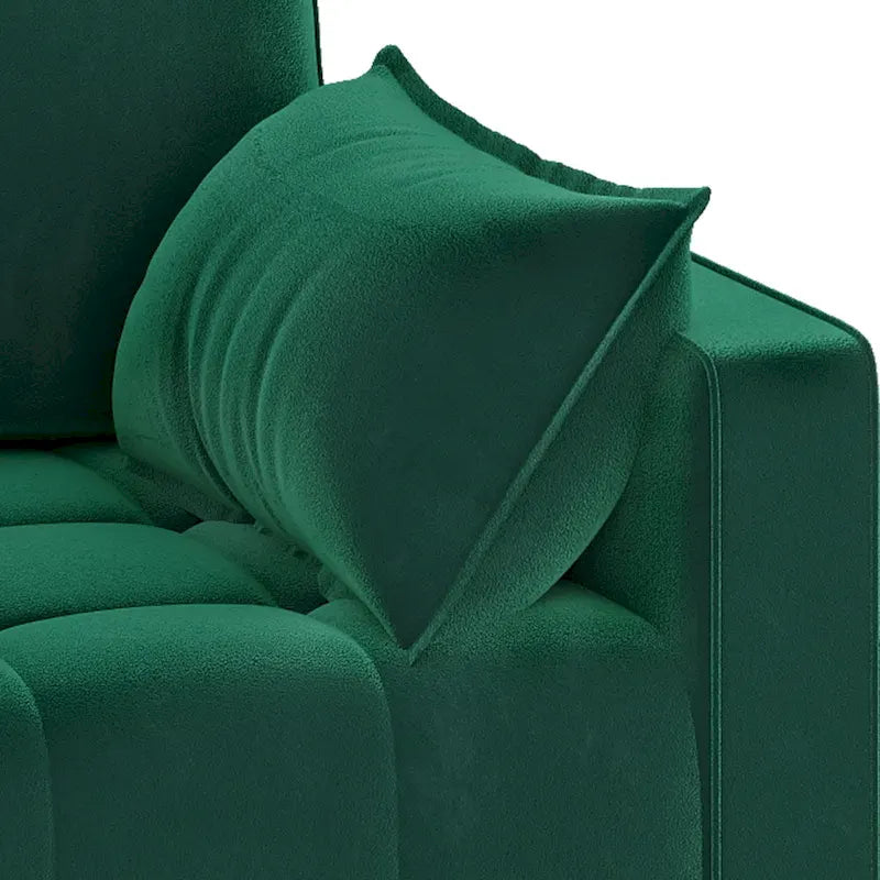 Canapé deux places capitonné en velours de 142 cm avec siège capitonné et poches de rangement latérales