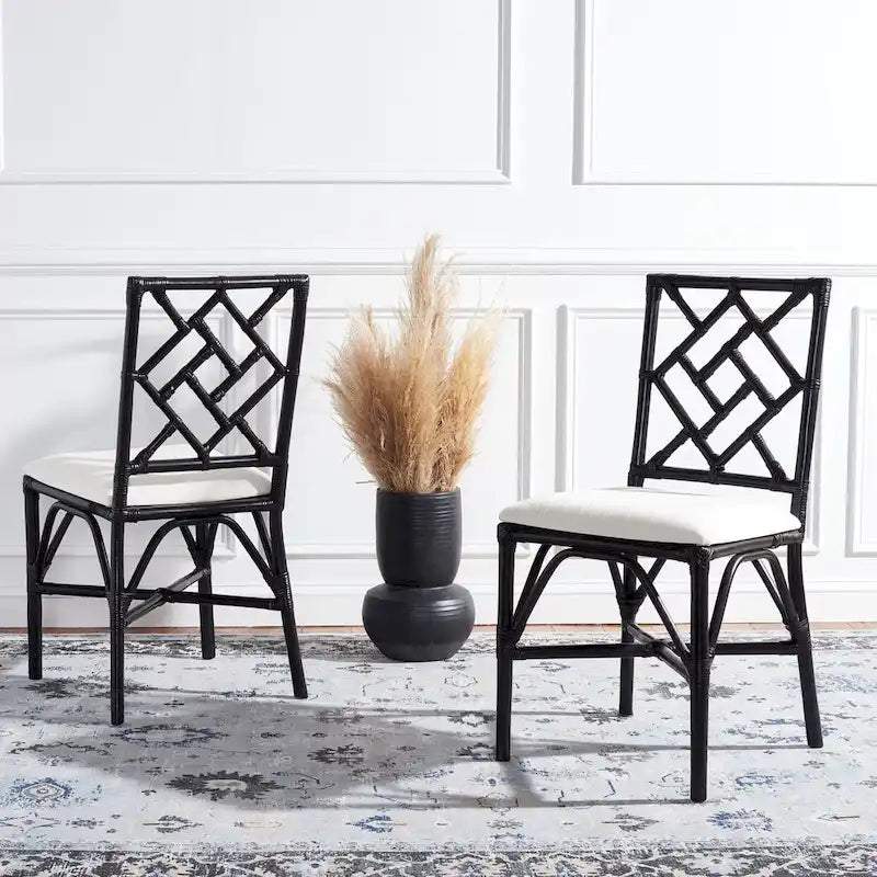 Fauteuil d'appoint en rotin avec coussin (lot de 2) - 18,5 L x 20,9 P x 35,8 H - 19Lx21Px36H