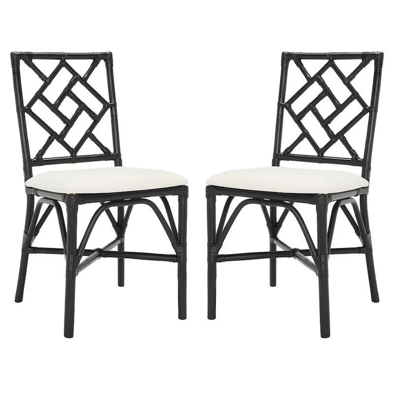 Fauteuil d'appoint en rotin avec coussin (lot de 2) - 18,5 L x 20,9 P x 35,8 H - 19Lx21Px36H